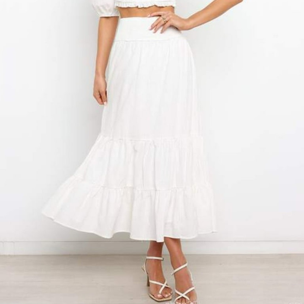 NWOT Anrabess White Linen Flowy Skirt Size S